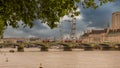 Landscape view of river Thames , Westminster bridge with London eye in background Royalty Free Stock Photo