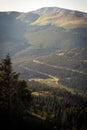 Landscape view of a roade winding through mountains in the morning near Quandary Peak. Royalty Free Stock Photo