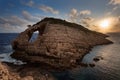 Landscape view of rocky formations Korakonisi in Zakynthos, Greece.Beautiful summer sunset, magnificent seascape.