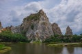 Landscape view of the rocky mountains and swamps. there are beautiful sky and clouds. nature conservation and ecotourism. travel