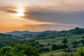 Landscape view of rolling hills during sunset in autumn, Zagorje region in Croatia, Europe