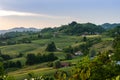 Landscape view of rolling hills during sunset in autumn, Zagorje region in Croatia, Europe