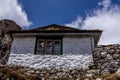 Landscape view of rural stone house in Nepal mountain area with Royalty Free Stock Photo