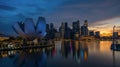 Landscape view of Singapore business district and city at twilight. Singapore cityscape at dusk building around Marina bay Royalty Free Stock Photo