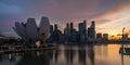 Landscape view of Singapore business district and city at twilight. Singapore cityscape at dusk building around Marina bay Royalty Free Stock Photo