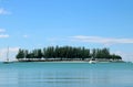 landscape view small island with boats in sea