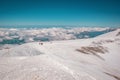 Landscape view of snow-capped hillside Mount Elbrus Royalty Free Stock Photo
