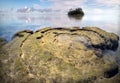 Spiral rock against Muri Lagoon Rarotonga Cook Islands