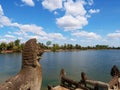 Landscape view of Srah Srang in Angkor Wat complex, reservoir for king in past, Siem Reap Cambodia Royalty Free Stock Photo