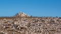 Landscape view of stacked stones on top of highest point Obzova of Island Krk.