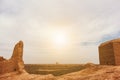 Landscape view of sultan Sanjar`s tomb in Merv, Turkmenistan on a bright sunny day. Royalty Free Stock Photo