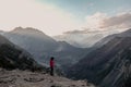 Landscape view of sunrise over Karakoram mountain range in Hunza Nagar valley. Gilgit Baltistan, Pakistan Royalty Free Stock Photo