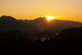 Landscape view on the sunrise over the Lake Bled Royalty Free Stock Photo