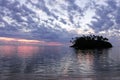 Taakoka islet at dusk Muri lagoon Rarotonga Cook Islands Royalty Free Stock Photo