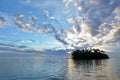 Taakoka islet at sunrise Muri lagoon Rarotonga Cook Islands Royalty Free Stock Photo