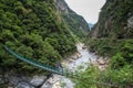 Landscape View in Taroko green rope bridge, Taroko national park, Hualien, Taiwan. Royalty Free Stock Photo
