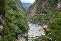 Landscape View in Taroko green rope bridge, Taroko national park, Hualien, Taiwan. Royalty Free Stock Photo