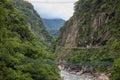 Landscape View in Taroko green rope bridge, Taroko national park, Hualien, Taiwan. Royalty Free Stock Photo