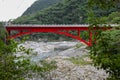 Landscape View in Taroko red bridge, Taroko national park, Hualien, Taiwan. Royalty Free Stock Photo