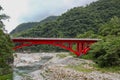 Landscape View in Taroko red bridge, Taroko national park, Hualien, Taiwan. Royalty Free Stock Photo