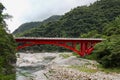 Landscape View in Taroko red bridge, Taroko national park, Hualien, Taiwan Royalty Free Stock Photo