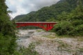 Landscape View in Taroko red bridge, Taroko national park, Hualien, Taiwan. Royalty Free Stock Photo