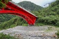 Landscape View in Taroko under red bridge, Taroko national park, Hualien, Taiwan Royalty Free Stock Photo