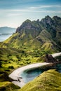 Landscape view from the top of Padar island in Komodo islands, F