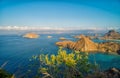 Landscape view from the top of Padar island in Komodo islands, Flores, Indonesia. Royalty Free Stock Photo