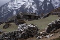 Landscape view of traditional rural stone house in Nepal. Royalty Free Stock Photo