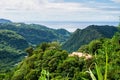 Landscape view on trail to the Trafalgar waterfalls. Morne Trois Pitons National Park, Dominica, Leeward Islands Royalty Free Stock Photo