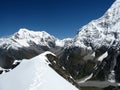 Landscape view of Trishul peak . Snow-capped mountain peaks