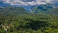 Landscape view of tropical forest and mountains near Gunung Mulu national park. Borneo. Sarawak. Royalty Free Stock Photo