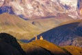 Landscape view of Tsminda Sameba church in Kazbegi, Georgia Royalty Free Stock Photo