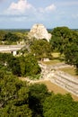 Landscape view of Uxmal archeological site with pyramids and ruins Royalty Free Stock Photo