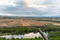 Landscape view of vineyards from the Castle of San Vicente de la Sonsierra in La Rioja, Spain. Royalty Free Stock Photo