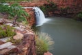 Landscape view of the waterfall on the De Lancourte River in the Wet Season in the remote North Kimberley of Australia., Royalty Free Stock Photo