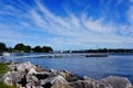 Landscape view of flooded shoreline of Sturgeon Bay, Wisconsin