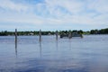 Landscape view of flooded shoreline of Sturgeon Bay, Wisconsin