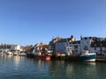 Landscape View of Weymouth Harbour with boats  Dorset England Royalty Free Stock Photo