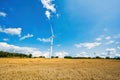 Landscape view of wind power turbine