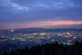 Landscape view from the Yabitsu pass at dusk in Kanagawa, Japan