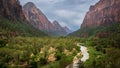 Landscape view of Zion Canyon, Zion National Park, Utah, USA. Royalty Free Stock Photo