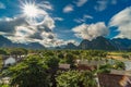 Landscape and viewpoint at nam song river in Vang vieng, Laos. Royalty Free Stock Photo