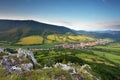 Landscape with village, mountains and blu sky Royalty Free Stock Photo