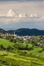 landscape with village Vernasca, Italy Royalty Free Stock Photo