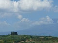 Landscape with vineyards, mountain and cloudscape, Sicily, Italy Royalty Free Stock Photo