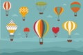 Landscape with Vintage Hot Air Balloons Royalty Free Stock Photo