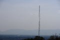 Landscape visible steel pole telecommunication tower 4G or 5g system outdoor sky background selectable focus