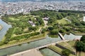 Landscape visible from the tower Goryokaku. Royalty Free Stock Photo